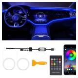 Interior Car LED Strip Lights with Wireless APP & Remote Control, RGB 2 in 1 Car Ambient Lighting Kit with 158 Inches Fiber Optic, Inside Neon Dash Strip with Music Mode
