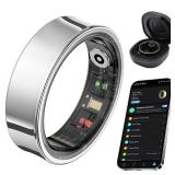 AMOVAN Smart Ring for Women Men, Fitness Tracker Ring with Body Temperature, Heart Rate, Blood Oxygen, Sleep Monitor, Calories, No Subscription Fee, IP68 Waterproof for iPhone & Android (Silver, #11)