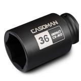 CASOMAN 1/2\" Drive x 36 mm Deep 6 PT Impact Socket, CR-MO, 1/2-inch Drive 6 Point Axle Nut Socket for Easy Removal of Axle Shaft Nuts (36MM)