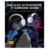 Picun G2 Wireless Gaming Headset, Over-Ear 7.1 Virtual Surround Sound, 2.4GHz/Bluetooth 5.4/Wired, 5ms Ultra-Low Latency, 100H Battery, ENC Noise-Canceling Mic, RGB, for PC PS5 PS4 Switch (Grey)