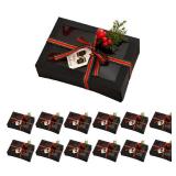 TIMBLESSING 12 Pack Christmas Gift Boxes with Clear Window, Red Christmas Gift Boxes with Ribbon, Pine Sprigs & Berry Decorations for Holiday Wrapping, 8.7x5.9x2.8 Inch (black)