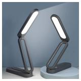Giryuhd LED Desk Lamp for Office Home & Battery Operated Lamp Rechargeable Lamp Foldable & Portable Light, LED Desk Light Strip, 3 Brightness Dimmable Small Desk Lamp Wireless Reading Lamp(2-Black)