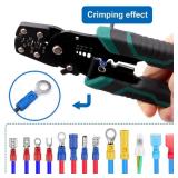 smseace Green Wire Crimping tool Wire crimper,stripper and cutterfor insulated/Bare/Heat Shrink connectors(22-10 AWG) Multifunctional stripping crimping pliers Wire stripper and crimping tool