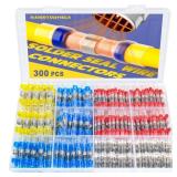300PCS Solder Seal Wire Connectors-haisstronica Marine Grade Heat Shrink Wire Connectors-Heat Shrink Butt Connectors for Marine,Stereo(30Yellow 70White 100Red 100Blue) Solder Sleeve
