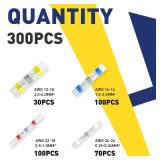 300PCS Solder Seal Wire Connectors-haisstronica Marine Grade Heat Shrink Wire Connectors-Heat Shrink Butt Connectors for Marine,Stereo(30Yellow 70White 100Red 100Blue) Solder Sleeve