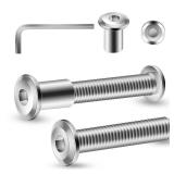 5/16-18 x 1-1/4\" 10Pcs Flat Head Hex Socket Cap Screws Bolts Barrel Nuts Kit, 304 Stainless Steel 18-8, Full Thread by SG TZH (with Hex Spanner)