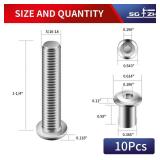 5/16-18 x 1-1/4\" 10Pcs Flat Head Hex Socket Cap Screws Bolts Barrel Nuts Kit, 304 Stainless Steel 18-8, Full Thread by SG TZH (with Hex Spanner)
