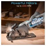 Seesii Mini Circular Saw with Laser Guide,4.8A 4000 RPM Compact Corded Circular Saw with Rip Guide,3 Blades (4-1/2\") for Wood,Soft Metal,Tile,Plastic Cutting,Max Cut Depth 1-11/16\"(90°),1-1/8\" (45