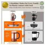 Veken French Press Coffee Maker 34oz 1 L, No Plastic Touching Cafe, Heat Resistant Thickened Borosilicate Glass, Stainless Steel Brewer, Cold Brew Cafetera Teapot for Kitchen Travel Camping, Copper