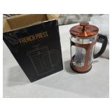 Veken French Press Coffee Maker 34oz 1 L, No Plastic Touching Cafe, Heat Resistant Thickened Borosilicate Glass, Stainless Steel Brewer, Cold Brew Cafetera Teapot for Kitchen Travel Camping, Copper