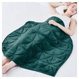 Weighted Lap Blanket 7 lbs for Adults, Luxury Soft Small Weighted Blanket, Compact Portable Weighted Lap Pad for Relaxation, Sleeping, Travel, All-Season Use, Forest Green, 40\" x 52\"