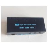 8K/4K KVM Switch 3 Monitors 3 Computers Triple Monitor 3 Port 2 Displayport 1.4 and HDMI 2.1 USB 3.0 KVM Switches, DP 1.4 Supports 8K@30Hz/4K@144Hz, HDMI Supports 8K@60Hz /4K@120Hz with Wired Remote