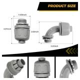 HDHAODA Conduit Connectors, 1/2 Inch Liquid Tight Connector NPT Non-Metallic for PVC Electrical Flexible Conduit Fittings, 10 Straight and 10 Angle 90 Degree, UL Listed, Grey (20-Pack)