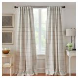 Elrene Home Fashions Brighton Windowpane Plaid Blackout Window Curtain, Living Room and Bedroom Drape with Rod Pocket Tabs, 52\" x 84\", Grey, 1 Panel