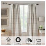 Elrene Home Fashions Brighton Windowpane Plaid Blackout Window Curtain, Living Room and Bedroom Drape with Rod Pocket Tabs, 52\" x 84\", Grey, 1 Panel