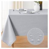 Veblandy Textured Rectangle Tablecloth 60x120 inch Table Cloth Water Resistant Wrinkle Free Spill-Proof, Decorative Fabric Table Cover Washable for Banquet Parties Event Holiday Dinner, Light Grey