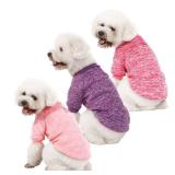 MOIRIG Dog Sweater, Dog Sweaters for Small Dogs, 2, 3 Pack Warm Soft Pet Clothes for Puppy, Medium Large Cat, Dogs Girl or Boy, Dog Shirt for Winter Christmas (Buckle Pink+Purple+HotPink, X-Small)
