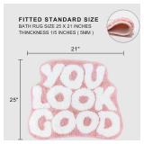 Inshere You Look Good Bath Mat Cute Bathroom Rugs, Pink Kitchen Rugs Door Mats Soft & Absorbent Plush Coral Fabric, Cool Funny Indoor Welcome Mats Home Carpets Non-Slip Washable 25x21"