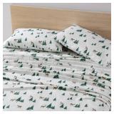 Eddie Bauer - Flannel Sheets Queen Size, Anti-Pilling & Wrinkle Resistant Cotton, Touchably Soft for All-Season Comfort - Bed Sheets with Matching Pillowcases & Fitted Sheet (Deer Hollow Green)