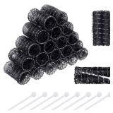Willbond 20 Pack Vintage Brush Rollers for Hair with Picks Medium Wire Mesh Rollers for Women Effortless Curls and Waves Flexible Locking Pins Small Curls(Black,2.5 x 1.4 Inch)