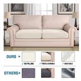 H.VERSAILTEX Super Stretch Individual Seat Cushion Covers Sofa Covers Couch Covers Slipcover Sets Thick Jacquard Textured Twill Fabric (2 Piece Large Sofa Cushion Covers, Natural)