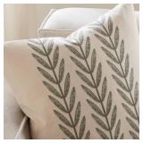 YZJZEDS 100% Cotton Farmhouse Leaves Throw Pillow Covers Set of 2, 16x16 Inch Green Pastoral Decorative Print Cushion Covers for Sofa Bed Living Room Home Decor