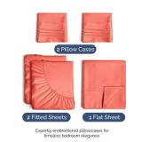 Split King Size 5 Piece Sheet Set - Comfy Breathable & Cooling Bed Sheets Set - Hotel Luxury Bedding for Women, Men, Kids, Teens, Boys & Girls - Deep Pockets, Soft and Wrinkle Free - Oeko-Tex - Coral