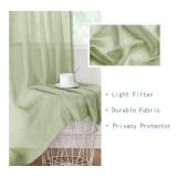 Randall Sage Green Faux Linen Sheer Curtain with 8 Metal Grommets Open Weave Window Treatment Drape for Living Room & Bedroom,Modern Privacy & Light Filtering & Light Drapes Curtains 2 Panels, 84Inch