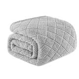 Whale Flotilla Fuzzy Fleece Twin Size Blanket for Bed, Soft Fluffy Jacquard Waffle Blankets for All Season, Lightweight and Warm, 60x80 Inch, Light Grey