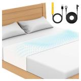 Grounding Mat for Bed 90% Organic Cotton+10% Pure Silver Fiber, Grounding Fitted Sheets for All Mattress Sizes, with Static grounding Cord and Test Pen(White, 105.4 * 23.5 inch)