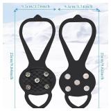 LACE INN Non Slip Gripper Spike, Ice Grippers Traction Cleats Snow Shoe Spikes Grips Crampons with 10 Steel Studs Cleats 2 Pair