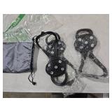 LACE INN Non Slip Gripper Spike, Ice Grippers Traction Cleats Snow Shoe Spikes Grips Crampons with 10 Steel Studs Cleats 2 Pair
