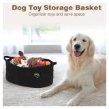 Optish Dog Toy Basket, Toy Box and Bin for Dog Cat Storage, 19.7\" X 11\" X 7.9\" (30L) Large Woven Rope Basket for Blanket Storage, Living Room, Bedroom, Bedroom, Black