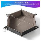 Grajar 2 Pcs Portable Folding Dice Rolling Tray Set for RPG DND Table Games - PU Leather and Velvet Holder Storage Box - Black and Grey