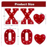 XOXO Sign with Valentines Day Lights Heart, 6Pcs Battery Operated LED Marquee Light for Tabletops, Shelf, Mantel, Romantic Nights, Perfect as Valentines Day Decorations for Bedroom (Batteries Not Incl