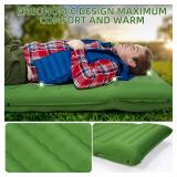 FNARMW Camping Sleeping Pad, Extra Thick 5 Inch Camping Mat with Pillow Built-in Foot Pump Inflatable Sleeping Pads Compact for Camping Backpacking Hiking Traveling Tent-Green