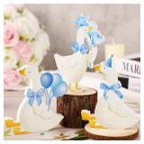 6 PCS Silly Goose Birthday Party Decoratio 1st Birthday Party Decoration Silly Goose Table Centerpieces Blue Bow Wooden Silly Goose Baby Shower Decor for Party Favor Desk Tiered Tray (Blue)