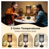 Unicozin Table Lamp for Bedroom, 3 Color Temperatures, 7 RGB Colors, Adjustable Brightness, Dual USB Charging Ports, Ambience Nightstand Light with Black Shade, Desk Lamp for Kids Reading Home Office
