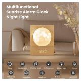 RETEYUNG Sunrise Alarm Clocks for Heavy Sleepers,Rotatable Moon Light with Gentle Wake-Up,Clock Night Lamp for Bedrooms - Snooze,10 Light Effects,10 Nature Sounds,15 Ringtones for Adults,Kids,Nursery