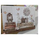 Teal Bathroom Wall Decor Relax Soak Unwind Wall Art Country Bathroom Rustic Mason Jar Flower Butterfly Picture Please Seat Yourself Canvas Prints Botanical Plant Poster Artwork Home Decorations 12x16\