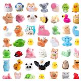 DIYDEC 50pcs Mini Resin Animal 50 Styles Tiny Resin Animals Miniature to Hide Little Small Animal Figures Bulk for Holiday Party Favors Bag Fillers Garden Dollhouse Crafts Decor