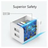 5Pack USB Wall Charger, iGENJUN 2.4A Dual USB Port Cube Power Plug Adapter Fast Phone Charger Block Charging Box Brick for iPhone 17/17 Pro/17 Pro Max/16, Samsung Galaxy, Pixel, LG, Android-White