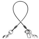 Mi Metty Dog Seat Belt Harness for Car,Dog Seatbelt of Coated Wire Leash Safety Restraint, No Chew Tether Cable Vehicle Dog Accessories, Double Clips & Latch Attachment (Black, 16 Inch/40 Cm)