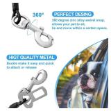Mi Metty Dog Seat Belt Harness for Car,Dog Seatbelt of Coated Wire Leash Safety Restraint, No Chew Tether Cable Vehicle Dog Accessories, Double Clips & Latch Attachment (Black, 16 Inch/40 Cm)