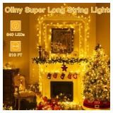 Ollny Christmas Lights, 210FT 640LED Christmas Tree Lights with 11 Modes Remote Control IP44 Waterproof Warm White to Multicolored Outdoor Christmas Lights for Outside Indoor Patio Xmas Decorations