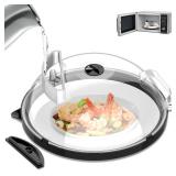 Microwave Food Cover with Water Steamer, Microwave Splatter Cover for Food, 10 Inch Clear Large Microwaves Plate Cover Lid with Handle, Splatter Guard, Accessories Gadgets for Kitchen