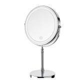 Lighted Makeup Mirror, 3000 mAh Rechargeable Double Sided Magnifying Vanity Mirror with 3 Colors, 1x/10x, 360Â° Rotation , Brightness Adjustable Magnification Cosmetic Light up Mirror, Women Gift