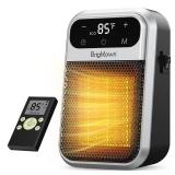 Brightown 800W Plug in Heater with Remote - Outlet Space Heater with Touch LED Display, Small Electric Wall Heaters for Indoor Use with Adjustable Thermostat and 12H Timer for Bathroom Office Bedroom