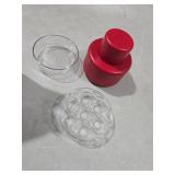 SCHVUBENR 7-IN-1 Large Cherry Pitter Tool - Portable Cherry Corer Pitter with Ergonomic Push Design - Easy to Use for Making Cherry Jam - Pit 7 Cherries at Once, Saving Time & Effort - Red