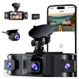 4 Channel 2.5K Dash Cam Front Rear Left Right, 170Â° Wide Angle Car Dash Camera with 5GHz WiFi & App Control, G-Sensor, Super Night Vision, 24H Parking Monitor, Loop Recording, 64GB SD Card Included